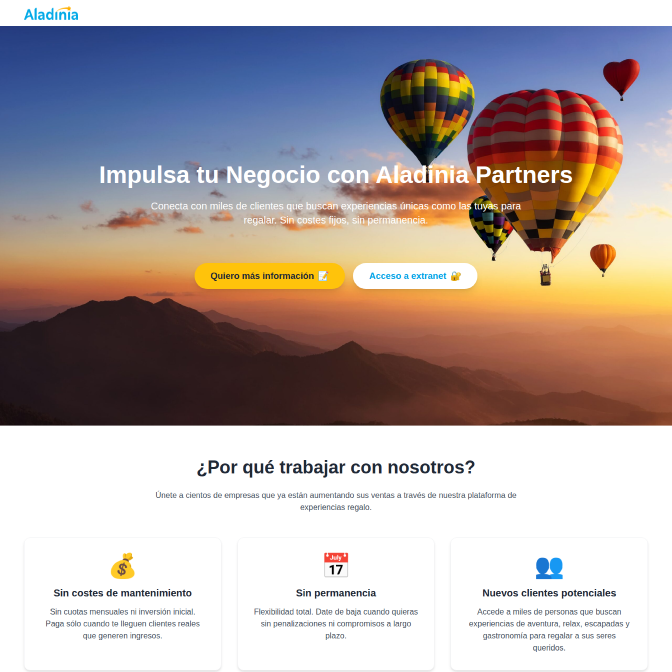 Aladinia landing page