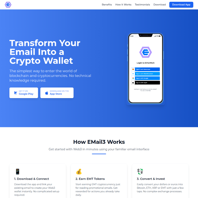 Ethermail landing page